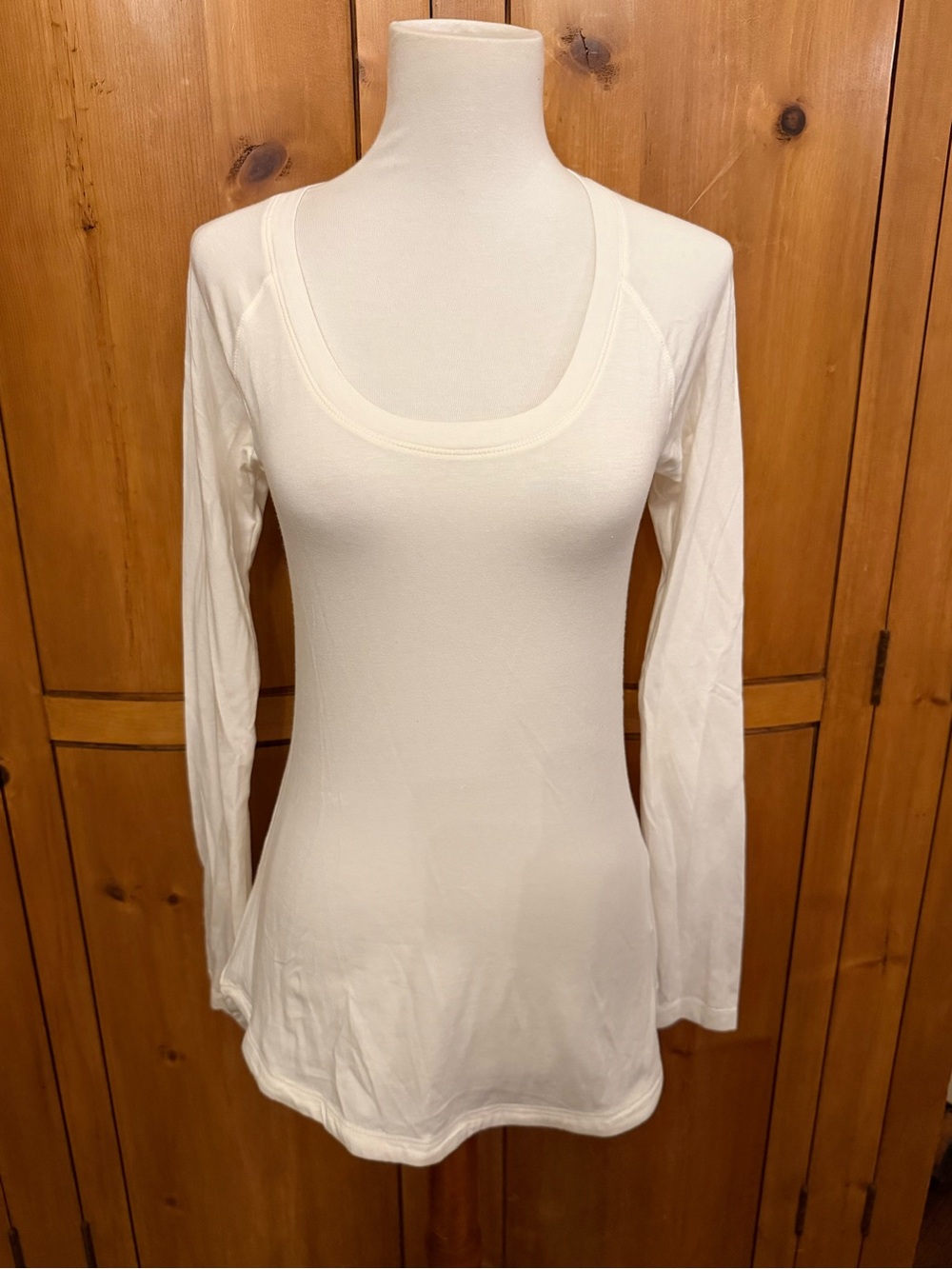 CALIA by Carrie Underwood Scoop Neck Long Sleeve Top - Cream, NWT